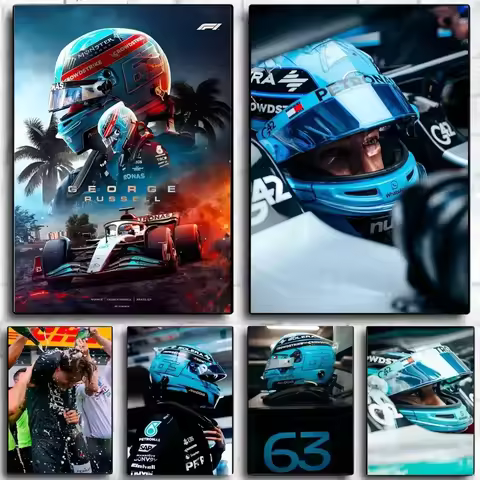 1pc F1 G-George Russell Poster Minimalist Aesthetics Print Canvas Painting for Living Room Modern Ho