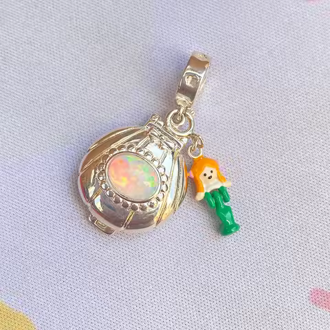 925 sterling silver Polly Pocket Seashine Mermaid Locket Charm for bracelet