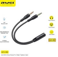 G64 Awei AUX-002 電腦AUX音頻轉接 電腦耳機麥克風3.5mm音源轉接線 耳機話筒 二合一 音頻線 電腦轉3.5mm轉接線 電腦轉接線  雙孔電腦耳麥 音頻二合一轉換器 耳機轉換線