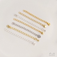 ((10 Pieces) Color-Preserving Tail Chain Copper Plated 14K18K Real Gold Silver Extension Chain Brace