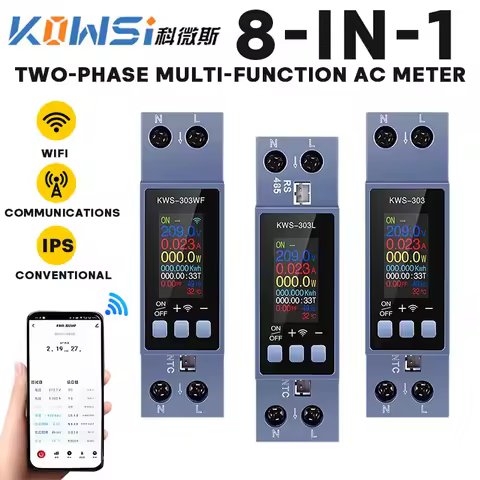 KWS-303 AC Voltage And Current Power Meter Multi-Function 85-290V 0.96 Inch TFT Color Screen 8-in-1 