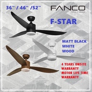 FANCO F-STAR DC Motor Ceiling Fan (3 Tone LED Light Kit / Remote Control) 36" / 46" / 52"