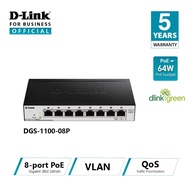 D-Link 8 port Gigabit PoE Smart Managed Switch Power Budget 64W for CCTV Camera/Access Point/Door Ac