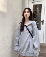 魚鱗紋長袖上衣女裝 寬鬆顯瘦 下身失蹤 早春新款 大碼女裝- 灰色 M