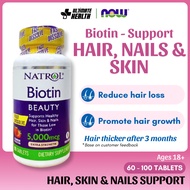 Natrol, Biotin, Hair growth supplement, Support Nails & Skin, 5000 -10000mg, 60-100 Tablets
