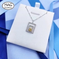 黃鑽系列 | 18K白金鑽石長方吊墜頸鏈