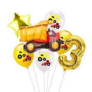 7pcs Age Balloon Set for Construction Birthday Party Decorations Truck Number Balloon