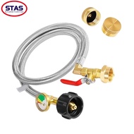 [STAS] Propane Tank Adapter for 1lb Cylinders: 3ft Stainless Steel Hose with Pressure