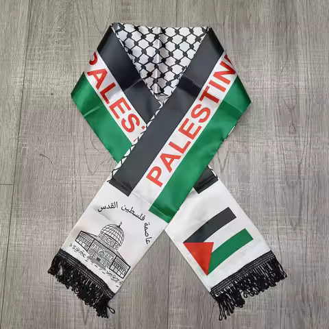Aerlxemrbrae Palestine flag Custom Scarf palestine national day 14*130cm Scarf Printing Satin Palest
