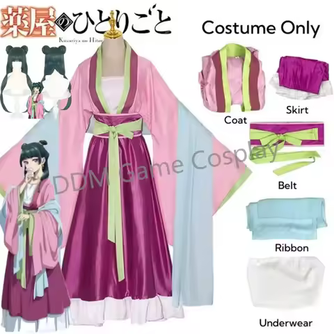 Maomao Cosplay Costume Wig Anime The Apothecary Diaries Pink Dress Halloween Party for Women