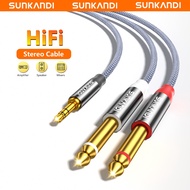 SUNKANDI 3.5mm TRS to Dual 6.35mm Stereo Jack Audio Cable TS Mono Y-Cable Splitter Cord for iPhone S