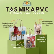 CLEAR PVC MICA BAG FLAT BROWN PAPERTALI M 25.5x9.5x20cm