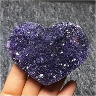 Natural Amethyst Cave Block Heart Shaped Irregular Amethyst Cluster Crystal Mineral Raw Stone Home Decoration (Color : A Purple, Size : 50-60)