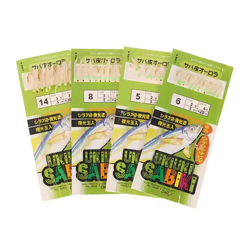 10Pcs/Pack White Fish Skin Bionic String Hook Apollo Uki Uki Sabiki White Fish Skin Fish Fishing Hoo