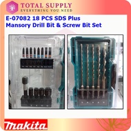 E-07082 MAKITA 18 PCS SDS Plus  Mansory Drill Bit &amp; Screw Bit Set