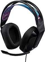 Logicool G G335BK Gaming Headset, Black, Wired, Stereo, 0.1 inches (3.5 mm), Lightweight, 7.8 oz (22