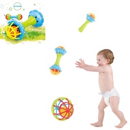 Baby Rattles Soft Rubber Dumbbell Ball Ring Pacify Tooth Rubber Ring Early Teach Wisdom Hand Grab Ball Infant Baby Toys Plastic Food Grade Baby Rattles Toy Teething Rattle Hand Bell Intelligence Grasping Gums Baby Teether Toy