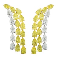 Gold, White Gold, 19.64cts Fancy Intense Yellow Diamond and Diamond Drop Earrings