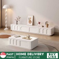 Modern TV Stand French Cream Style Multifunctional Entertainment Center White Wood Living Room Furni