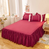 1pc Korean Solid Color Bed Skirt King Queen Size Mattress Cover 4/5/6ft.Bed Cover (Pillowcase Not Included)