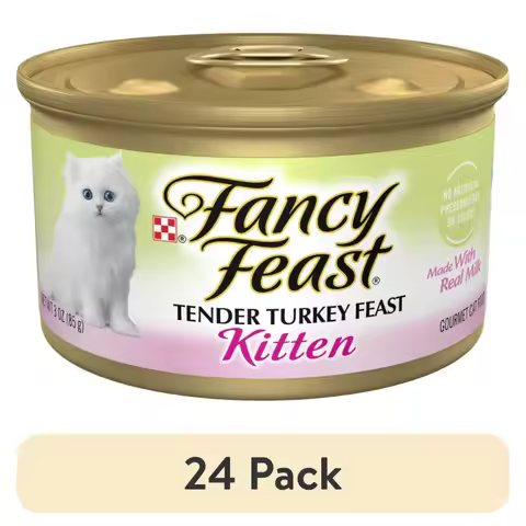 24 pack Purina Kitten Food, Wet Cat Food, Tender Turkey Feast, 3 oz Can