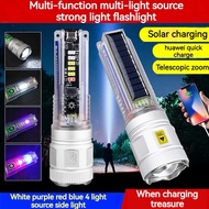 X-36 Zoom Flashlight 30W LED Ultraviolet USB C Solar Powered UV Blacklight Red Light Portable Torch