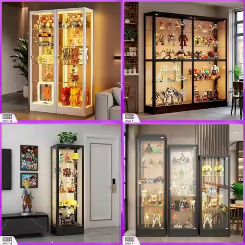 Customizable LEGO Display Cabinet Dust Proof Glass Showcase for Models Toys Wine Bottles Transparent