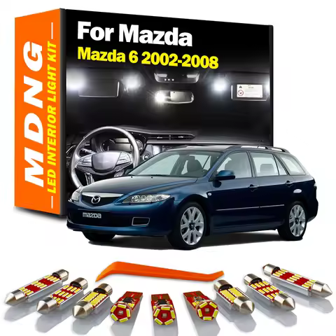 MDNG 17Pcs LED Interior Map Dome Light Sunvisor Bulbs Kit For Mazda 6 GY GG Saloon Wagon Mazda6 2002