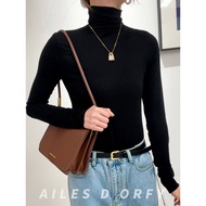 Pile Collar Long-Sleeved Bottoming Shirt Hundred Inner Match Stretch Modal Female 22 Spring New Wu X