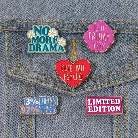 Is it Friday Yet Enamel Pins Me? Sarcastic? Never 80s Baby Drama Brooches Lapel Badges Funny Quetes 