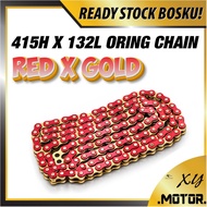 415 ORING RED CHAIN RANTAI MERAH COLOUR O-RING CHAIN 415-132L COLOURFUL LC135 Y15 SRL CHAIN