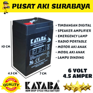 KAYABA 6V 4AH BATERAI MOTOR MAINAN ANAK MOBIL MOBILAN AKI CHARGER ADAPTOR RC RIDE ON CAR PLIKO PMB UNIKID SCOOPY MICKEY VESPA ANAK