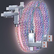 2 Packs 66W 4 in 1 LED Light Up Charging Cable,3.3FT RGB Colorful Gradual,Fast Charging Cord Lightin