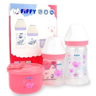 Fiffy Baby Starter Set- (3ps) - Bottle 4oz+8oz+milk container (Pink)