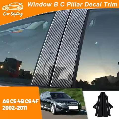 For Audi A6 C5 4B C6 4F 2002-2011 2003 2004 2005 2006 Carbon Fiber Window Door Column Deal B C Pilla