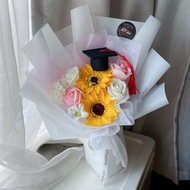 Soap Sunflower Rose flower Bunga bouquet creative graduation convocation Cap Mortar Board 香皂毕业太阳花束