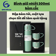 500ml thermos bottle with cup and 2 stainless steel cups keeps heat for about 6 to 8 hours, random c