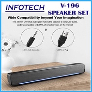 INFOTECH SADA V-196 USB Wired Computer Speaker SoundBar Stereo Subwoofer Powerful Music Player Bass 