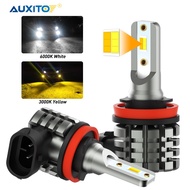 AUXITO 2Pcs Dual Color H11 Led Fog Light H8 H16 Led Fog Lamp For Car Daytime Light Fog Lamp 6000K Wh