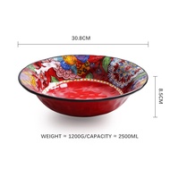 【A Motion】 OMK Natalia red series ceramic 2500ML salad bowl large fruit bowl