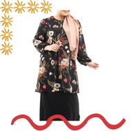 JEMIMA Loose Elastic Sleeves Cuff Printed Tunic (Plus Size) / Blaus Longgar Lengan Elastik Bercorak 