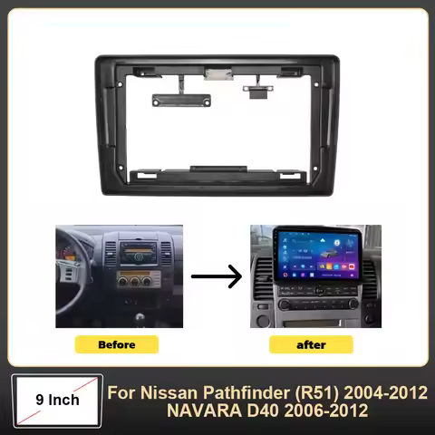 For Nissan Pathfinder (R51) 2004-2012 NAVARA D40 2006-2012 9 Inch Car Radio Frame Dash Kit Install F