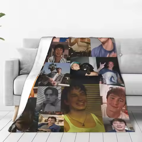 Drew Starkey Photo Collage Blankets Rafe Cameron Actor Flannel Throw Blankets Home Couch Personalise