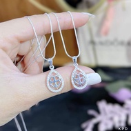 [ NECKLACE ] 4-leaf clover face covered with stones