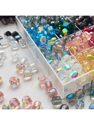 40pcs 4/6/8mm Super Transparent Shiny Glass Cylinder Beads, AB Color Crystal Round Beads, Handmade D