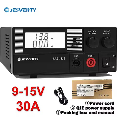 Jesverty Car Communication Power Supply 13.8V 30A Stable Adjustable Linear Power Supply DC Communica