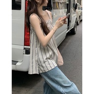 75429 Vacation Style Cotton Striped Loose Camisole Women