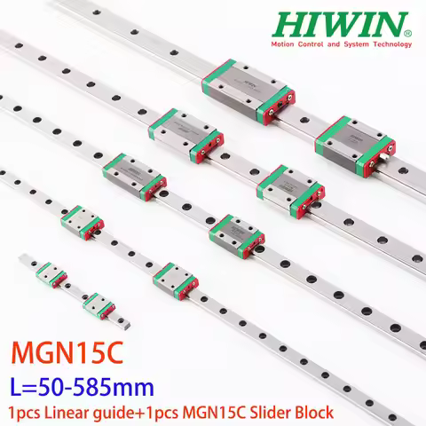HIWIN Original genuine MGN15 MGN15C Miniature Linear Guide Rail L=50-585mm+1pcs MGN15C Slider Block 