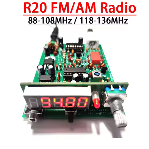 FM AM Radio Receiver FM Broadcast Aviation Band PLL Receive DIY KitS 118-136M 88-108M Digital Displa
