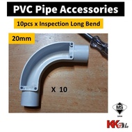 10pcs x 20mm PVC INSPECTION LONG BEND (PVC pipe accessories) - White